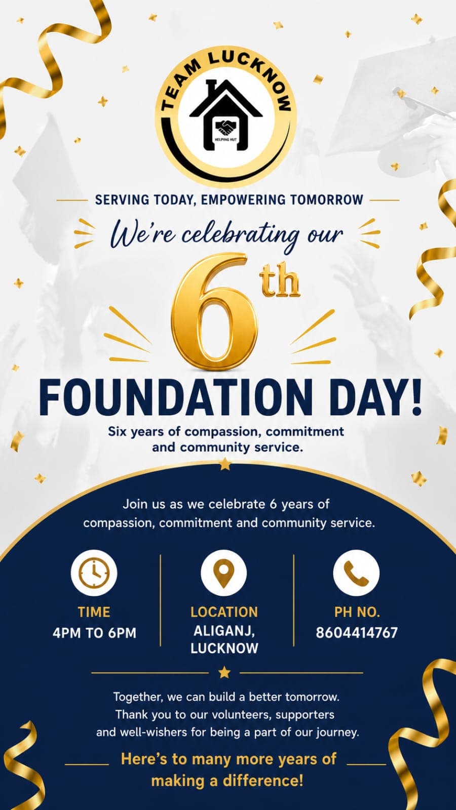 Helping Hut 6th Foundation Day — Team Lucknow